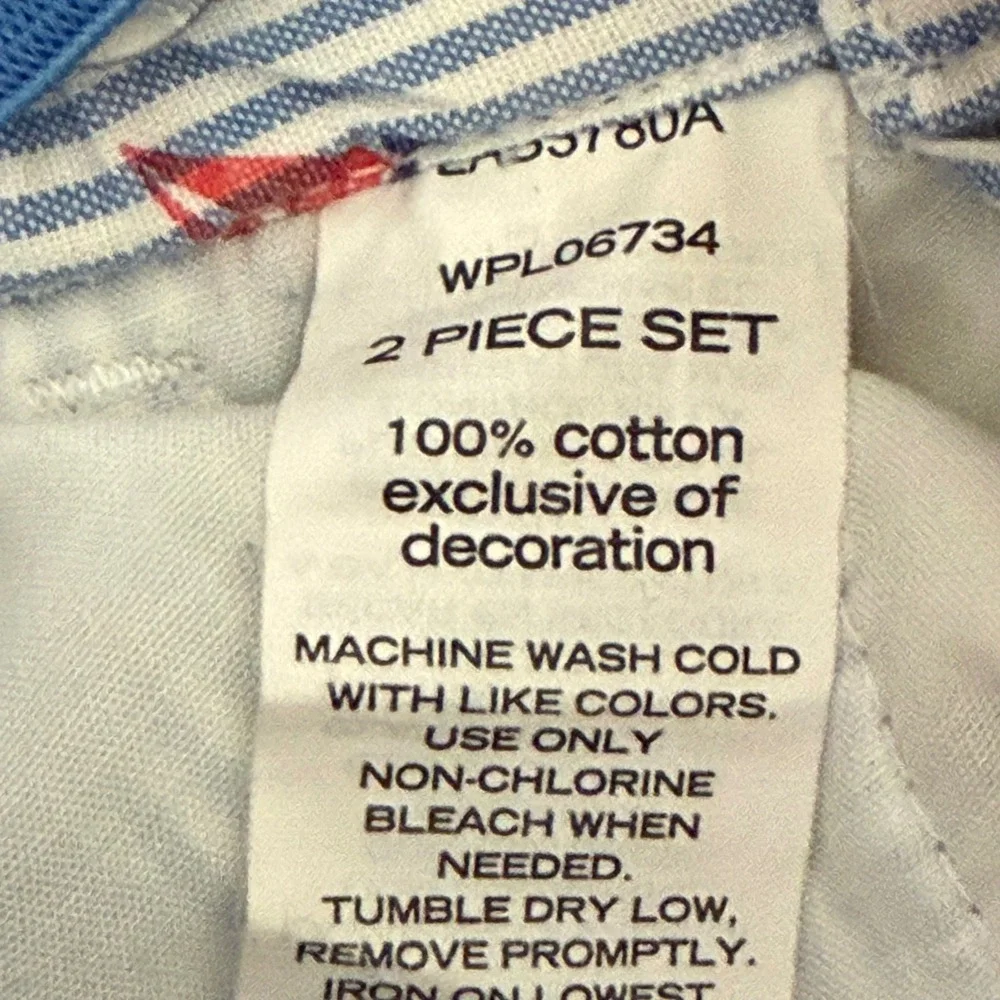 Nautica Boys 3T Blue White Striped Sailboat Print Chino Shorts Adjustable Waist